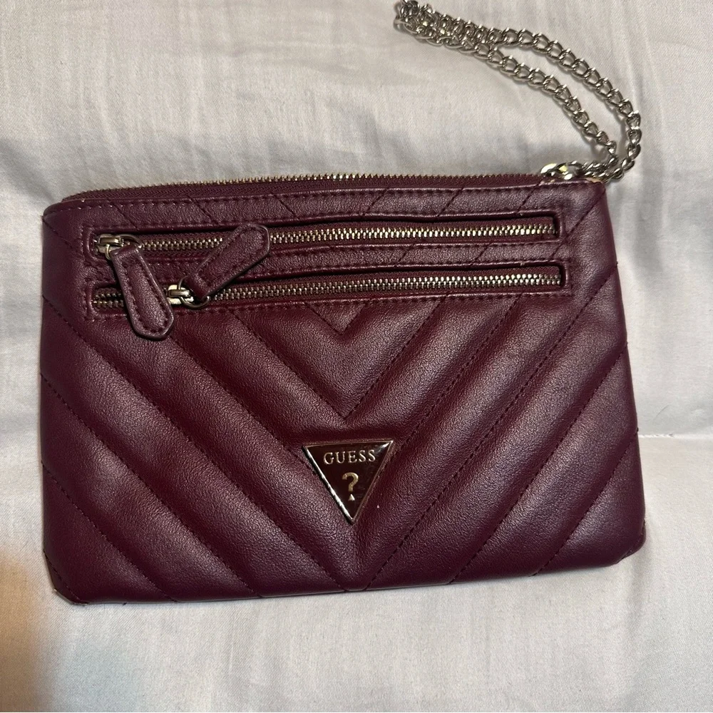 Maroon Guess Wristlet - 3 pocket